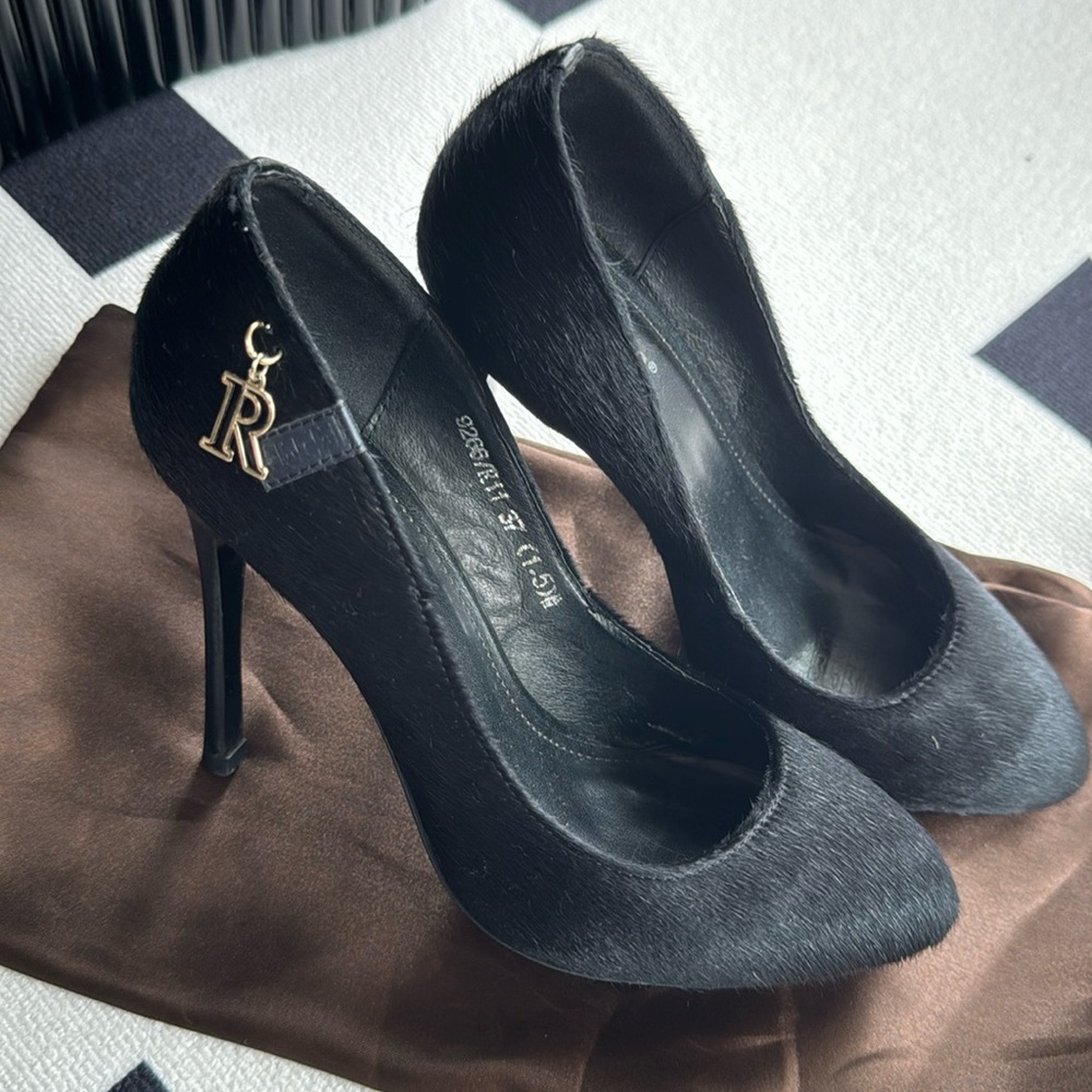 Fur designer high heel shkes